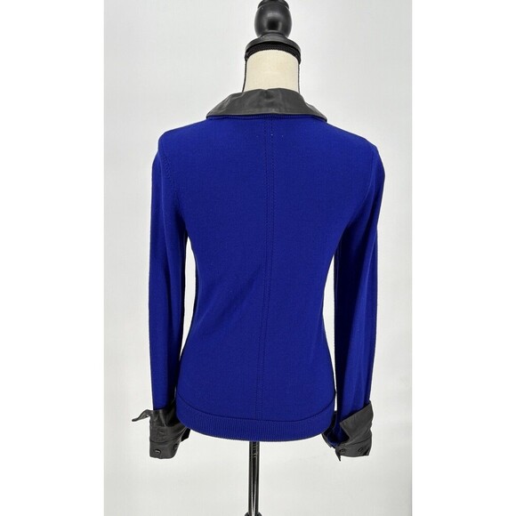 Alilly Women’s Merino Wool Blend Collared Long Sleeve Top Small Blue Pullover - Picture 6 of 12